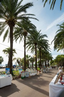 Palm trees on the beach promenade