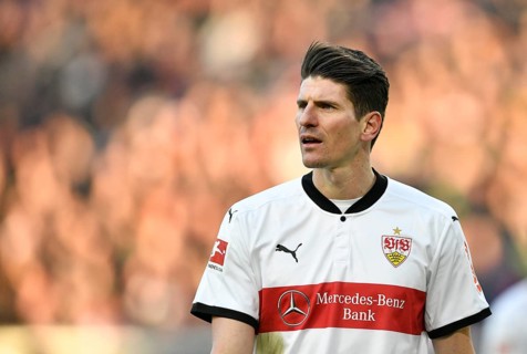 Mario Gomez of VfB Stuttgart in the evening light