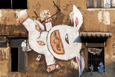 Child in bunny costume