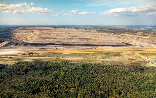 Overview of the Hambach open pit lignite mine and the Hambach forest