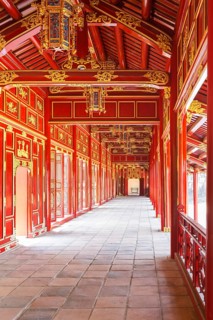 Right mandarin building or mandarin building 2 walkway at the imperial citadel of Hue