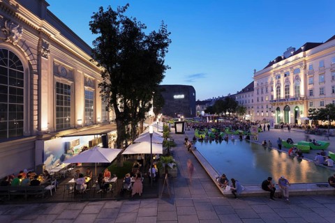 Animated square in the evening