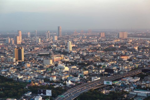 View from Lebua State Tower with Bhumibol Bridge