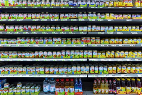 Baby food on a supermarket shelf