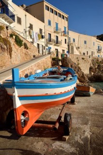 Fishing boat in the port of Levanzo