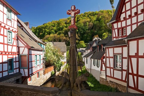 Historic town center with half-timbered houses on Elzbach