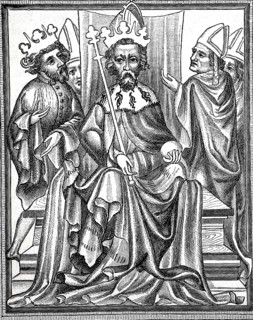 Emperor Karl IV. In the imperial order with his son Wenzel and bishops