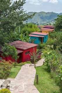 Colorful houses of Chameleon Hill Lodge