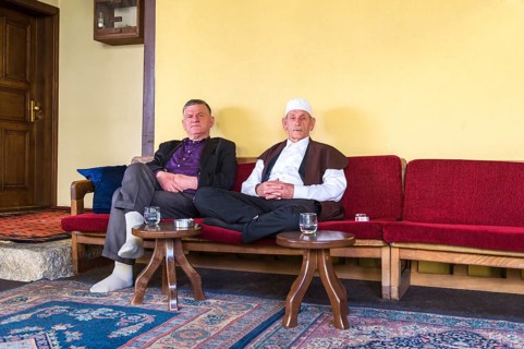 Locals sitting on a bench