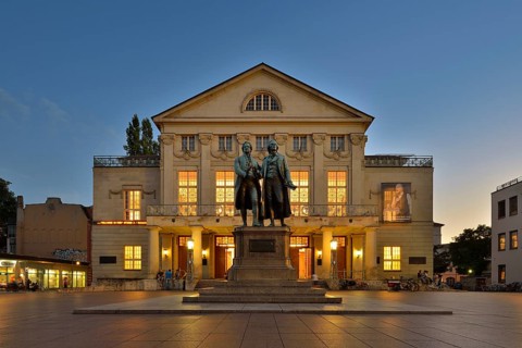 Enlightened German National Theatre with Goethe Schiller monument
