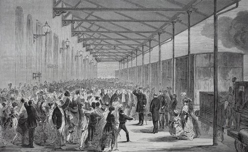 Reception of the Crown Prince of Prussia at the Berlin-Anhalter station in Leipzig on July 26
