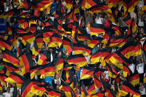 Many flags of German football fans