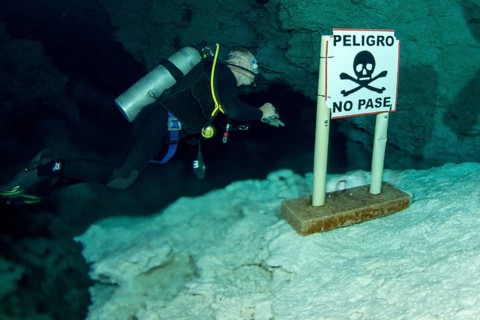 Diver in the Cenote Tajma Ha