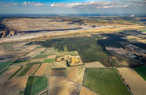Overview of the Hambach open pit lignite mine and the Hambach forest