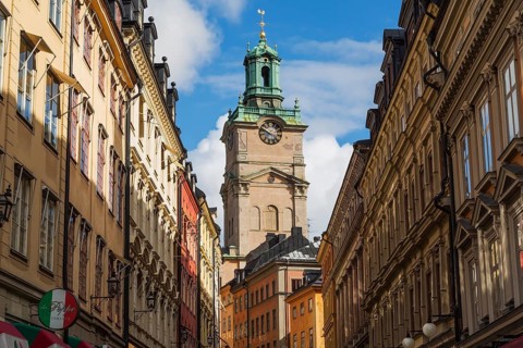 Old architectural buildings and the church of St-Nicholas also known as Storkyrkan cathedral