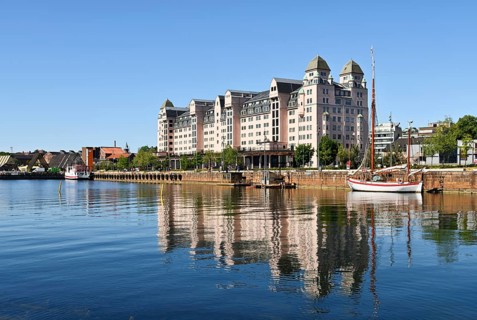 Old warehouse district with harbour warehouse