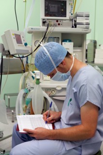 Anesthetist in the operating room