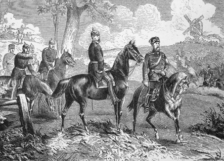 Crown Prince Frederick William and Prince Frederick Charles as referees at the Imperial Maneuver of Berlin in autumn 1876