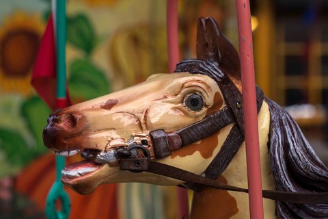 Horse head of a nostalgic children's carousel
