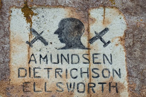 Memorial stone for Amundsen-Ellsworth North Pole Airplane Expedition