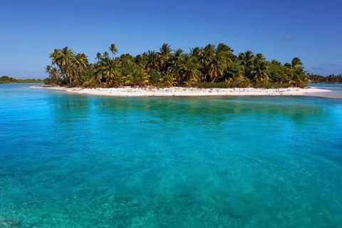 Solitary island in lagoon