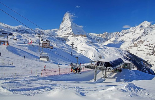 Ski area Riffelberg with chairlift