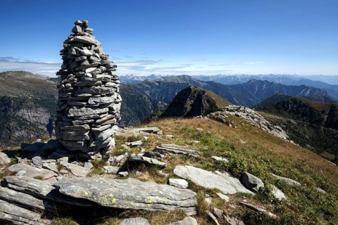 Cairn on peak of Mount Pilone