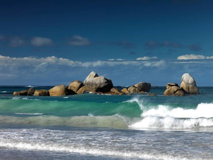 Breaking waves on the beach