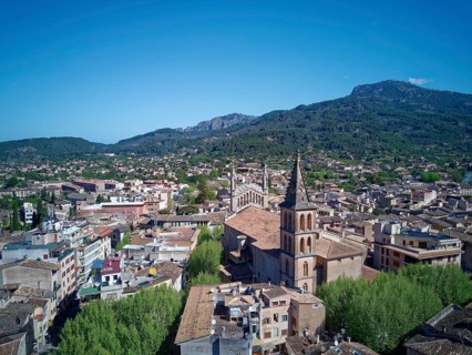 View of the old town with church of St. Bartholomew