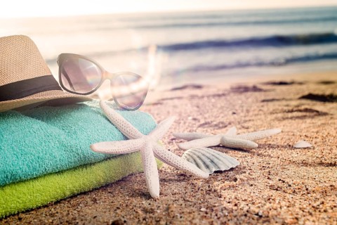 Summer accessories as colorful towels