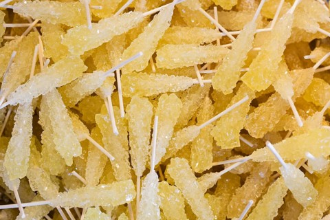 Rock candy sugar crystals
