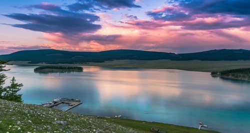 Khuvsgul Lake in dusk