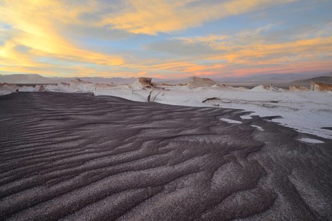 Moonscape of the Campo de Piedra Pomez in the sunset