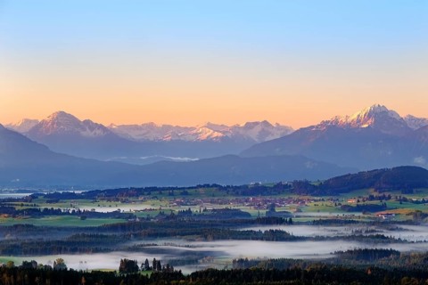 Early mist in the valley at sunrise
