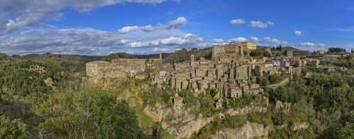 View of the city in hilly landscape