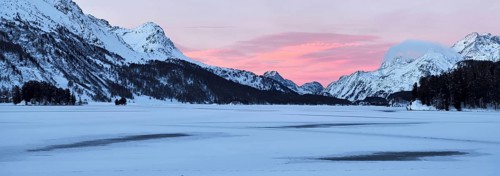 Frozen Lake Silsersee in winter