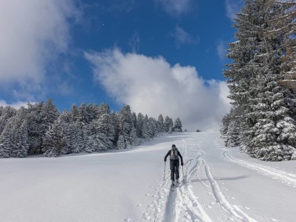 Ski mountaineer on the way to Unterberg