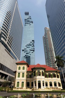 Historical villa among high-rise buildings