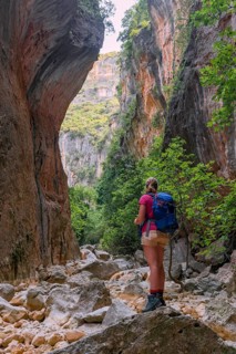 Female hiker in a gorge