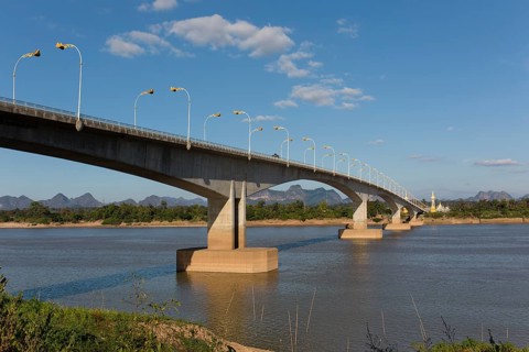 Third Thai-Laotian Friendship Bridge over the border river Mekong