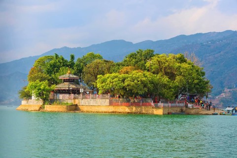 Island on Phewa Lake