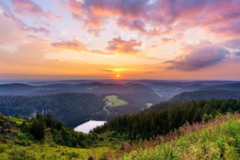 View from Feldberg mountain to lake Feldsee