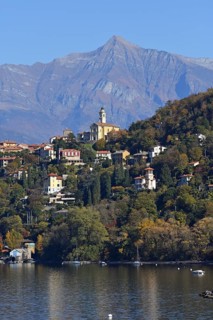 The town Pino sulla Sponda del Lago Maggiore and peak Pizzo di Vogorno