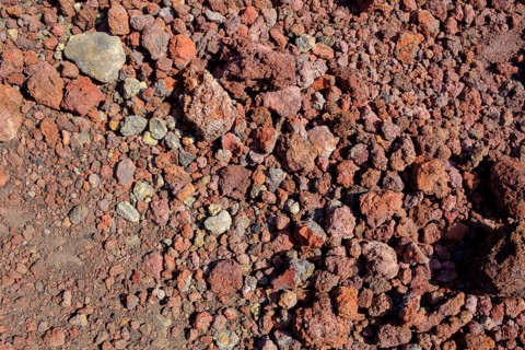 Red lava stones