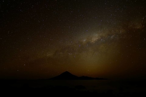 Pan de Azucar Island at night with starry sky