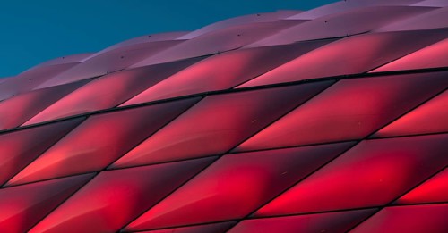 Red illuminated Allianz Arena