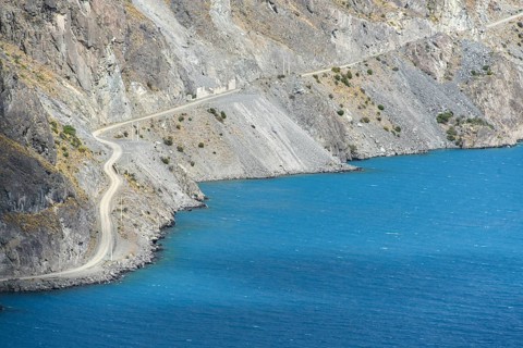 Road from Chile Chico to Puerto Guadal at the lake Lago General Carrera (or also Lago Buenos Aires in Argentina)