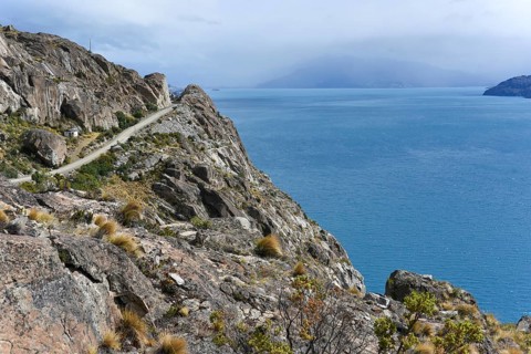 Road from Chile Chico to Puerto Guadal at the lake Lago General Carrera (or also Lago Buenos Aires in Argentina)