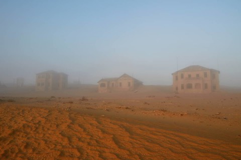 Old houses in the sea mist of the former diamond city