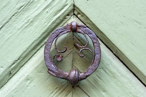 Medieval door knocker at the former